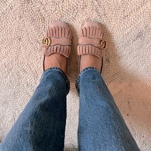 Dusty pink sued Gucci Marmont loafer 35.5 great condition